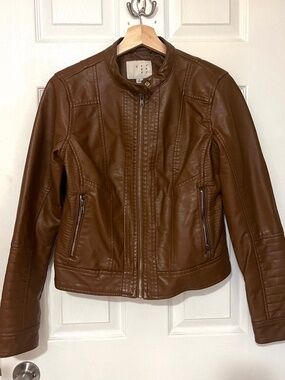 Women's Faux Leather Bomber Jacket